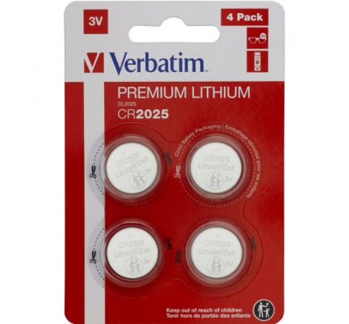 Verbatim Батарейка Verbatim CR 2025 Lithium 3V * 4 (49532)