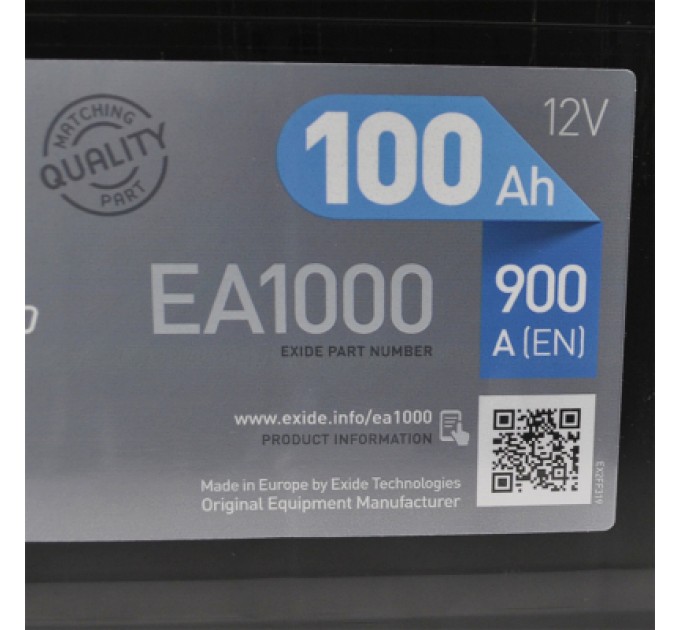 EXIDE Акумулятор автомобільний EXIDE PREMIUM 100A (EA1000)