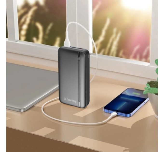 ColorWay Батарея універсальна ColorWay 20 000 mAh Portable Charger (USB/QC3.0 + USB-C/PD/22.5W) Black (CW-PB200LPB4BK-PD)
