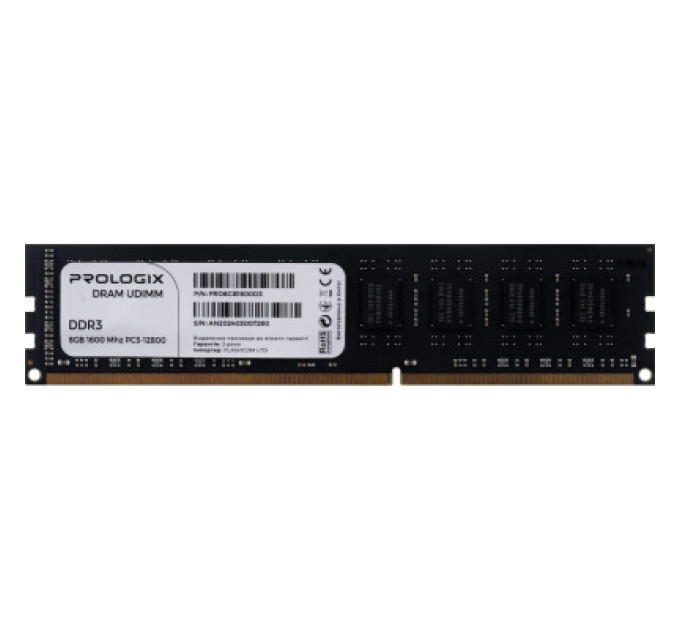 Prologix Модуль пам'яті для комп'ютера DDR3 8GB 1600 MHz Prologix (PRO8GB1600D3)