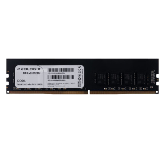 Prologix Модуль пам'яті для комп'ютера DDR4 16GB 3200 MHz Prologix (PRO16GB3200D4)