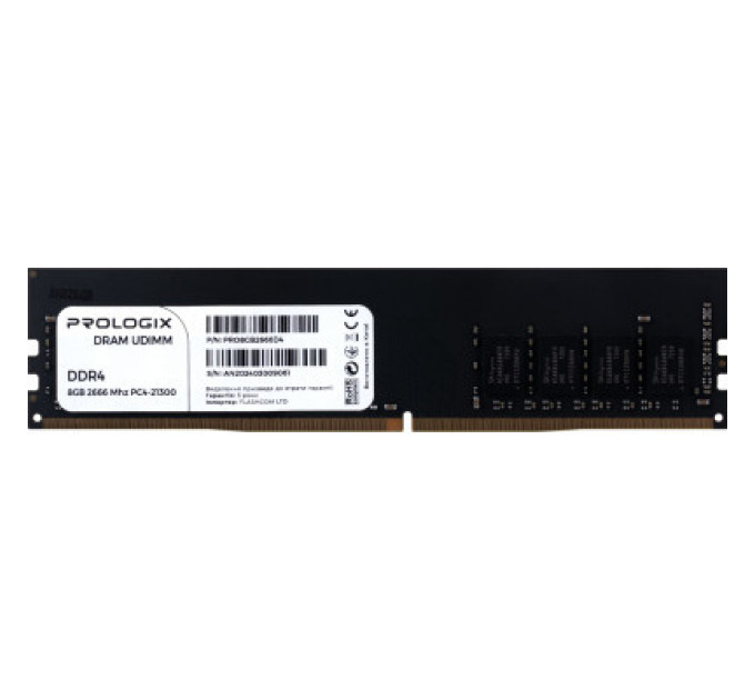 Prologix Модуль пам'яті для комп'ютера DDR4 8GB 2666 MHz Prologix (PRO8GB2666D4)