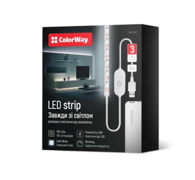 ColorWay Світлодіодна стрічка ColorWay LED  3м з живленням від USB (CW-LD03)