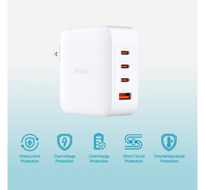 D-Link Зарядний пристрій D-Link 3xUSB-C + 1xUSB-A 100W GaN white (DCP-101)