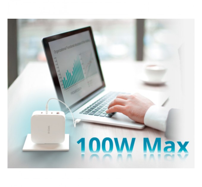D-Link Зарядний пристрій D-Link 3xUSB-C + 1xUSB-A 100W GaN white (DCP-101)