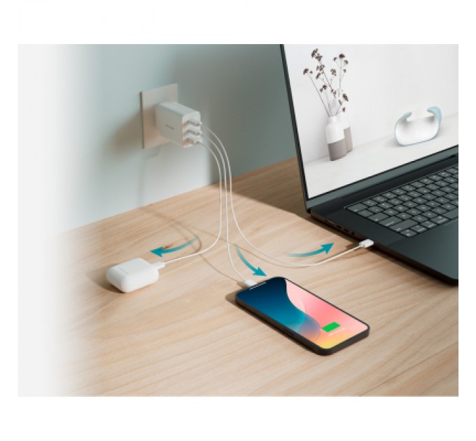 D-Link Зарядний пристрій D-Link 2xUSB-C + 1xUSB-A 65W GaN white (DCP-651)