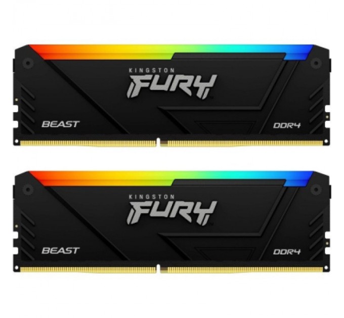 Kingston Fury (ex.HyperX) Модуль пам'яті для комп'ютера DDR4 32GB (2x16GB) 3600 MHz FURY Beast RGB Kingston Fury (ex.HyperX) (KF436C18BB2AK2/32)