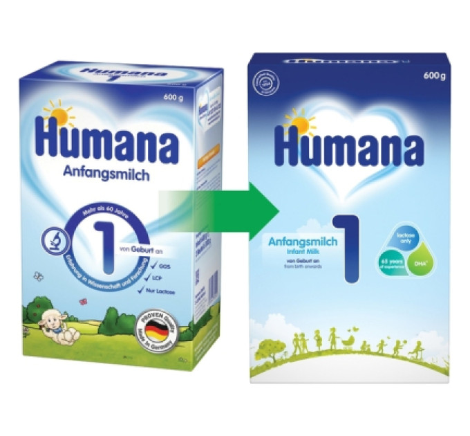 Humana Дитяча суміш Humana 1 LC PUFA з пребіотиками і нуклеотидами, 600 г (4031244720221)