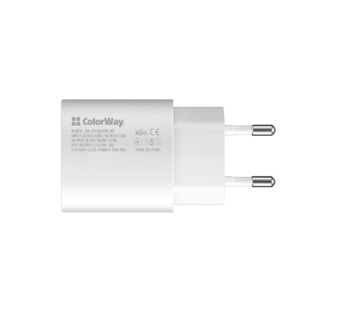 ColorWay Зарядний пристрій ColorWay Power Delivery Port PPS USB Type-C (25W) white (CW-CHS033PD-WT)