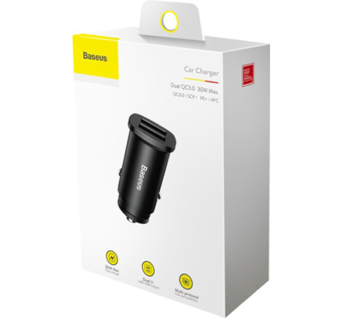 Baseus Зарядний пристрій Baseus Square metal A+A 30W Black (CCALL-DS01)