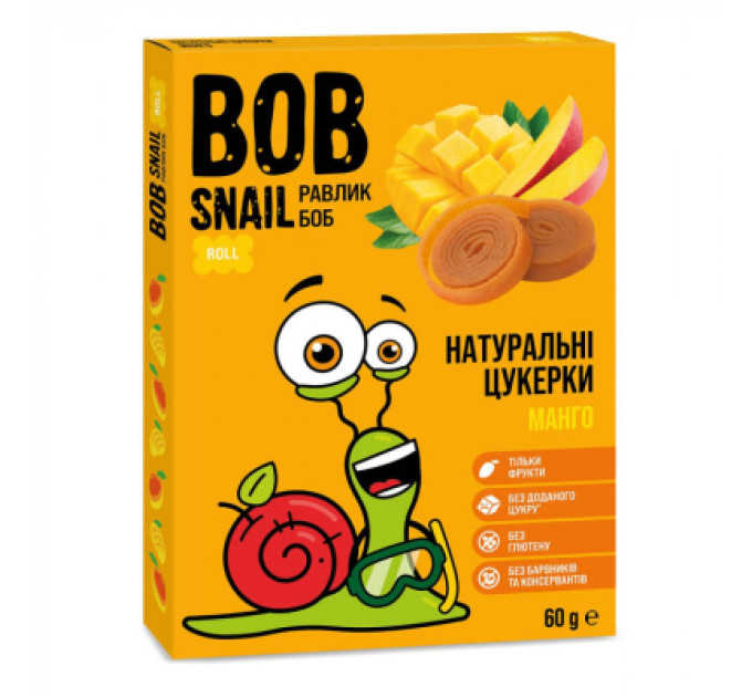 Bob Snail Цукерка Bob Snail Равлик Боб натуральні Мангові 60 г (4820219340584)