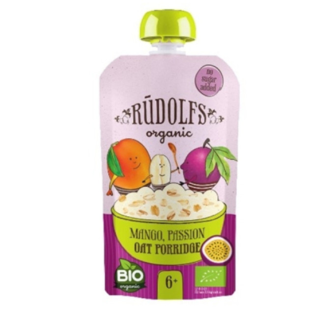 Rudolfs Дитяча каша Rudolfs молочна вівсяна Pouch Манго та маракуя, 110 г (4751017941812)