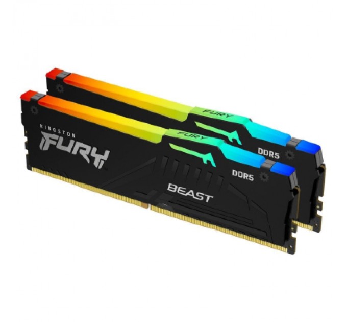 Kingston Fury (ex.HyperX) Модуль пам'яті для комп'ютера DDR5 64GB (2x32GB) 5200 MHz Beast RGB EXPO Black Kingston Fury (ex.HyperX) (KF552C40BB2AK2-64)