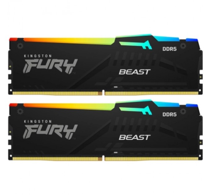 Kingston Fury (ex.HyperX) Модуль пам'яті для комп'ютера DDR5 128GB (2x64GB) 5600 MHz Beast RGB Kingston Fury (ex.HyperX) (KF556C40BBAK2-128)