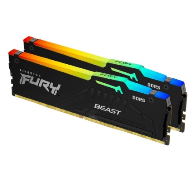 Kingston Fury (ex.HyperX) Модуль пам'яті для комп'ютера DDR5 128GB (2x64GB) 5600 MHz Beast RGB Kingston Fury (ex.HyperX) (KF556C40BBAK2-128)