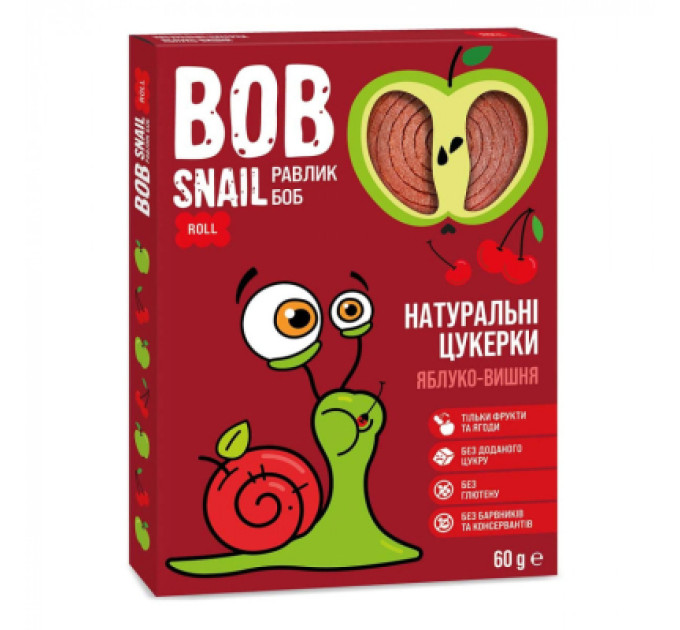 Bob Snail Цукерка Bob Snail Равлик Боб Яблучно-вишня 60 г (4820162520347)