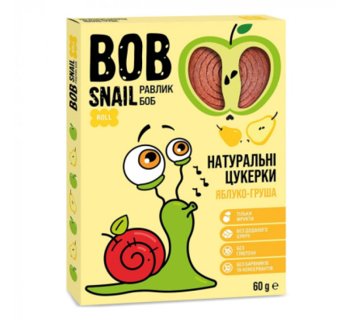 Bob Snail Цукерка Bob Snail Равлик Боб Яблучно-грушева 60 г (4820162520187)