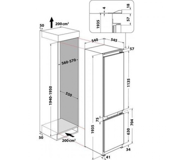 Whirlpool Вбудований холодильник Whirlpool WHC20 T593