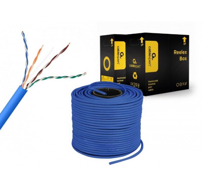 Cablexpert Кабель вита пара Cablexpert (UPC-5004E-SOL-B) CAT5e, алюміній під міддю (CCA з AWG24), неекранований, блакитний, 305м