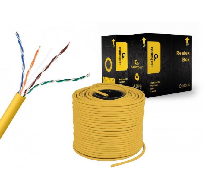 Cablexpert Кабель вита пара Cablexpert (UPC-5004E-SOL-Y) CAT5e, алюміній під міддю (CCA з AWG24), неекранований, жовтий, 305м