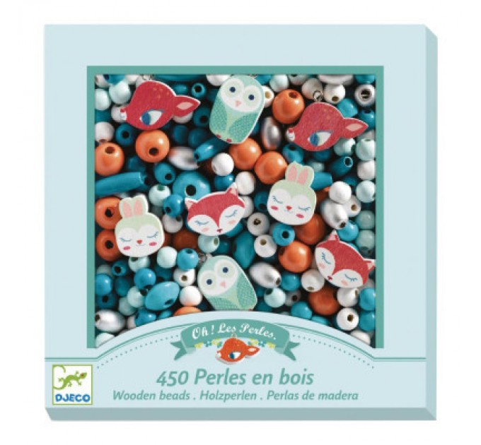 Djeco Набір для творчості Djeco з дерев'яними намистинами Маленькі тварини (DJ09807)
