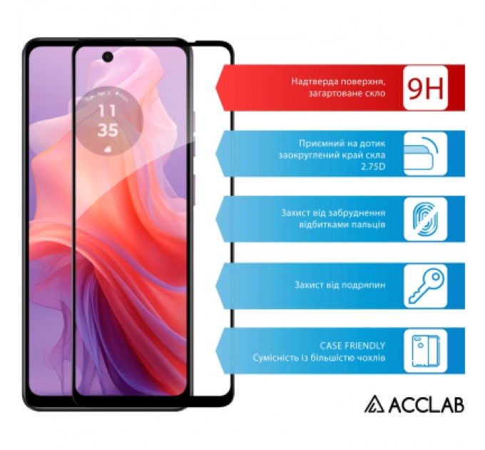 ACCLAB Скло захисне ACCLAB Full Glue MOTO E14 Black (1283126597688)