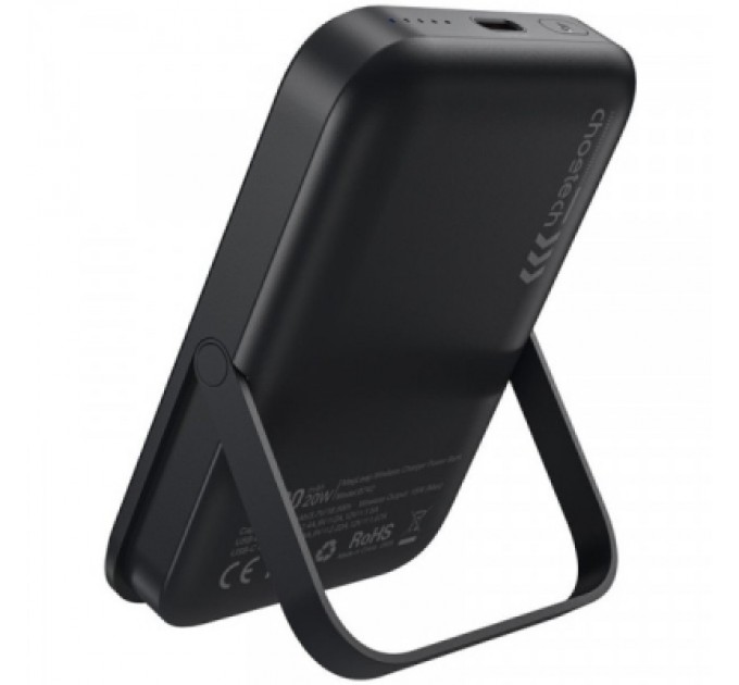 Choetech Батарея універсальна Choetech Magnetic Wireless 5000mAh 20W, PD, Qi-15W, USB-C In/Out, with holder, Black (B742-CCBK)