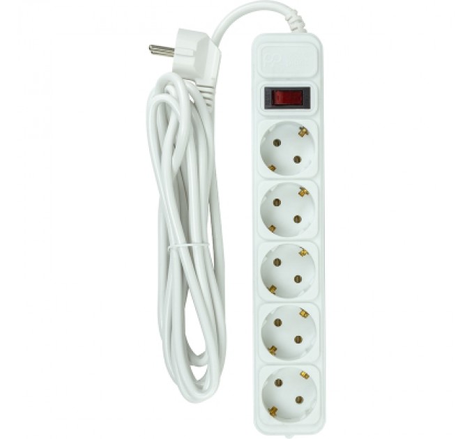 PowerPlant Мережевий фільтр живлення PowerPlant 3м, 5 розеток, євро, 100% мідь (JY-1056/3B) (EX610570)