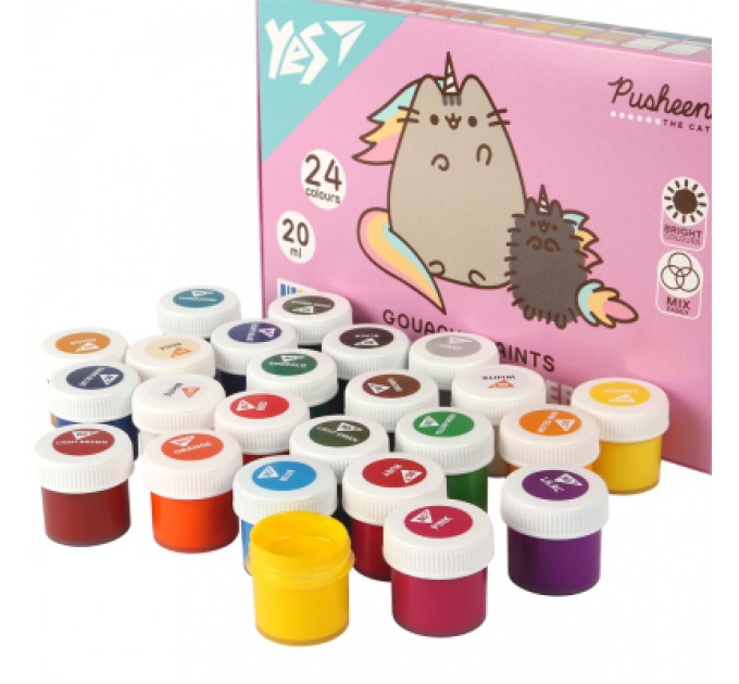 Yes Гуашеві фарби Yes Pusheen 24 кольорів по 20 мл (230404)
