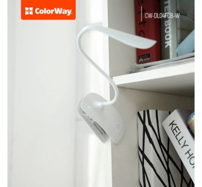 ColorWay Настільна лампа ColorWay LED Flexible & Clip with built-in accumulator 500mAh (CW-DL04FCB-W)