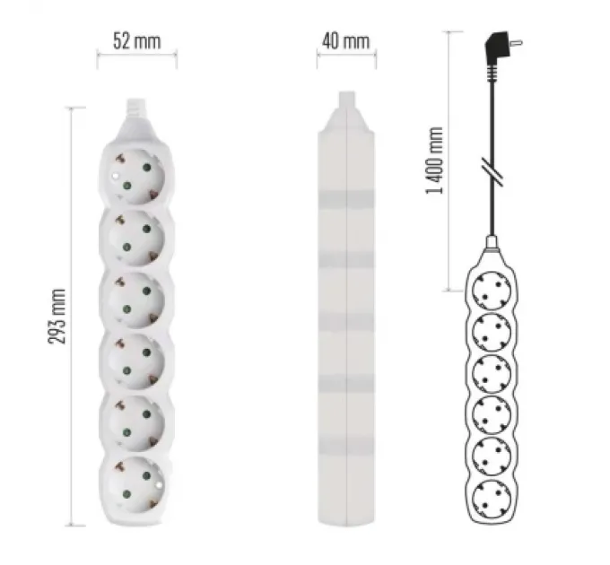 EMOS Мережевий подовжувач EMOS P0621
