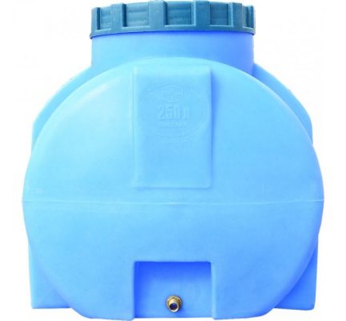 Пласт Бак Ємність для води Пласт Бак горизонтальна харчова 250 л синя (12463)