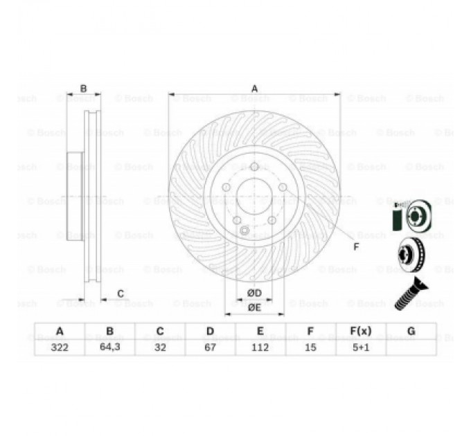 Bosch Гальмівний диск Bosch 0 986 479 652