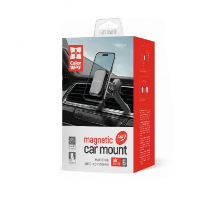 ColorWay Універсальний автотримач ColorWay Magnetic Air Vent-6 (360° rotation) Gray (CW-CHM16-GR)