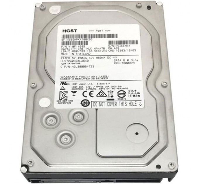 Hitachi Накопитель HDD SATA 3.0TB Hitachi Ultrastar 7K4000 7200rpm 64MB (HUS724030ALA640) Refurbished