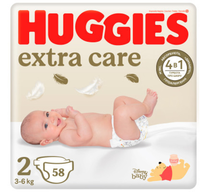 Huggies Підгузки Huggies Extra Care 2 (3-6 кг) 58 шт (5029053578071)