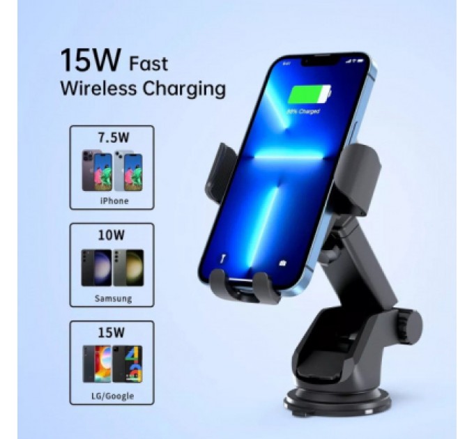 Choetech Універсальний автотримач Choetech Gravity Car Wireless 15W Charger 4.7-7.2" Black (T203-F-ACBK)