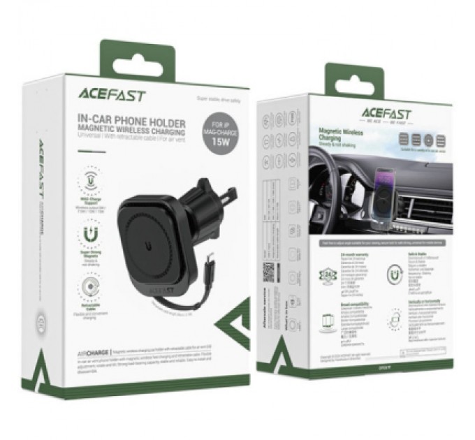 Acefast Універсальний автотримач Acefast D32 Magnetic wireless charging (6974316283225)