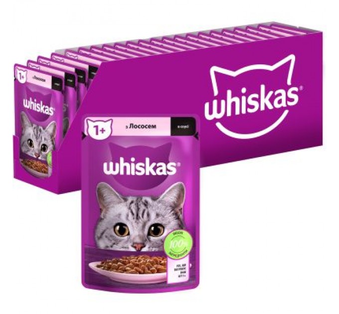 Whiskas Вологий корм для кішок Whiskas Лосось у соусі 85 г (5900951302053)