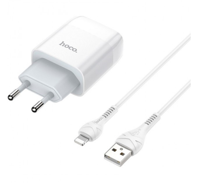 HOCO Зарядний пристрій HOCO C73A Glorious 2xUSB + cable USB to Lightning White (6931474713056)