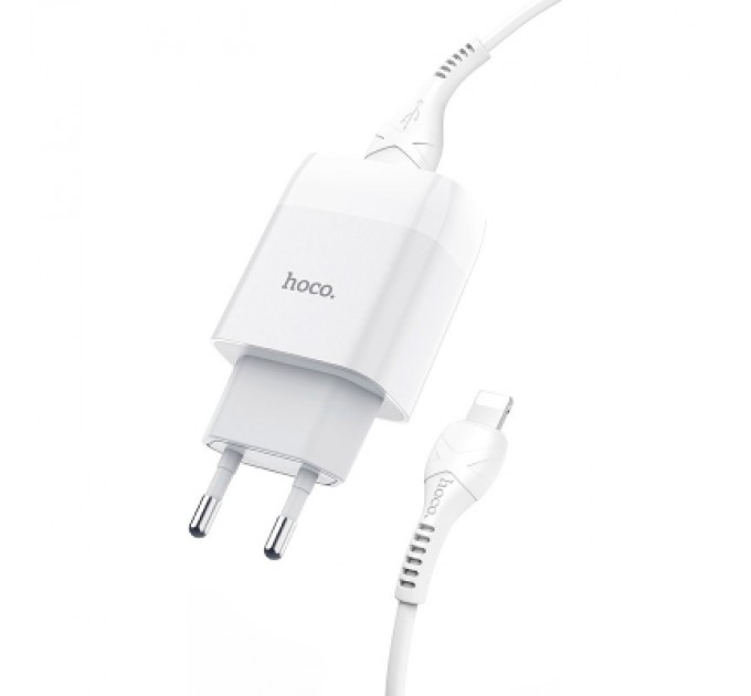 HOCO Зарядний пристрій HOCO C73A Glorious 2xUSB + cable USB to Lightning White (6931474713056)