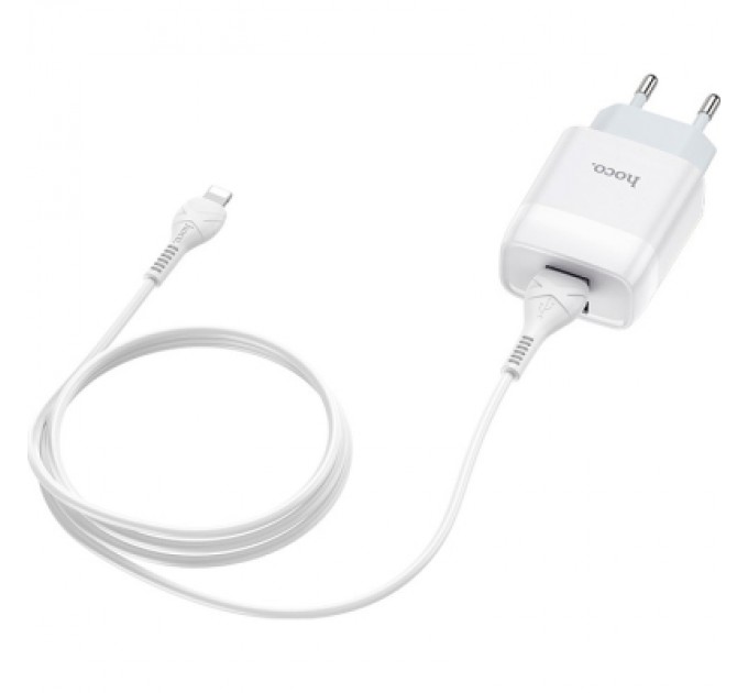 HOCO Зарядний пристрій HOCO C73A Glorious 2xUSB + cable USB to Lightning White (6931474713056)