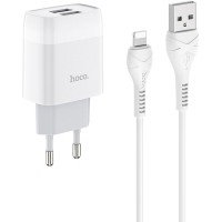 Зарядний пристрій HOCO C73A Glorious 2xUSB + cable USB to Lightning White (6931474713056)