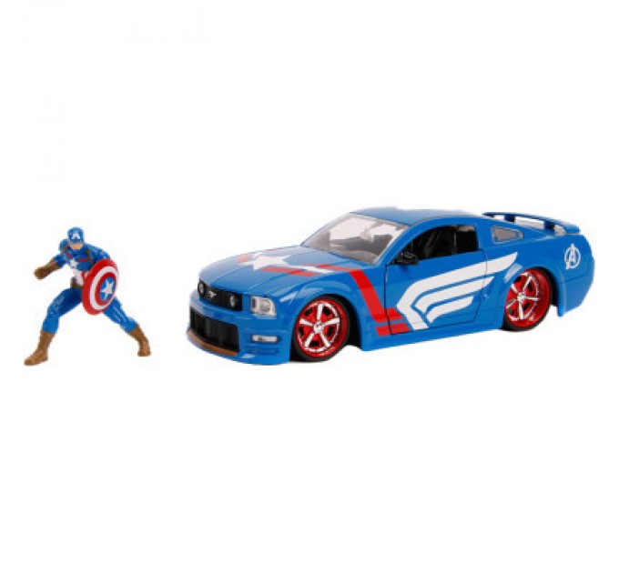 Jada Машина Jada металева Марвел Месники Ford Mustang GT (2006) + фігурка Капітана Америки 1:24 (253225007)
