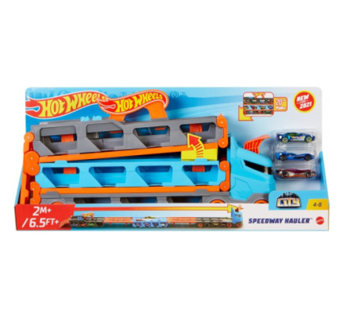 Hot Wheels Ігровий набір Hot Wheels Вантажівка-транспортер "Суперперегони" (GVG37)