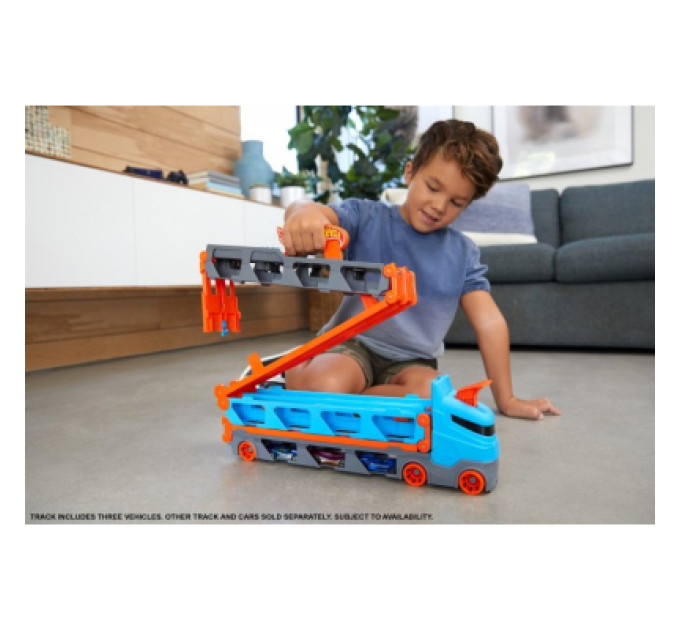 Hot Wheels Ігровий набір Hot Wheels Вантажівка-транспортер "Суперперегони" (GVG37)