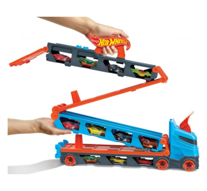 Hot Wheels Ігровий набір Hot Wheels Вантажівка-транспортер "Суперперегони" (GVG37)