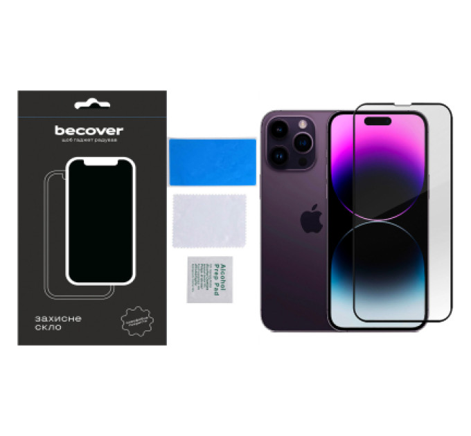 BeCover Скло захисне BeCover Apple iPhone 14 Pro Black (707968)