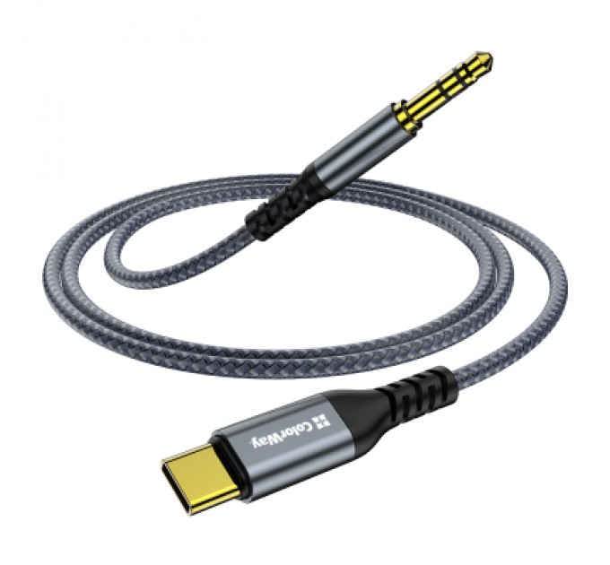 ColorWay Кабель мультимедійний USB-C to 3.5mm M 1.2m gray ColorWay (CW-CBPDJ071-G)