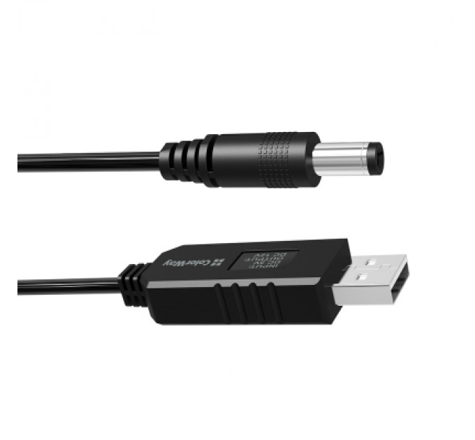 ColorWay Кабель живлення USB to DC 5.5x2.5mm 12V 1.0m black ColorWay (CW-CBUD067-BK)